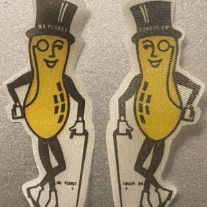 Vintage Planters Mr. Peanut Cloth Sticker 🥜 1950s-1960s Halftone Print Patch